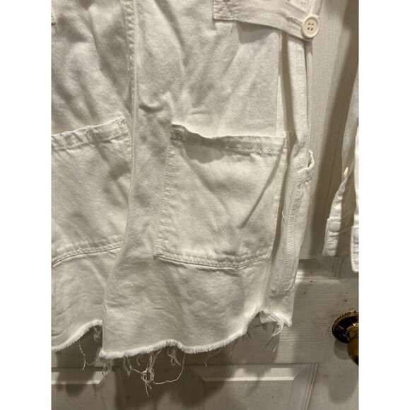 Pistola Freda White Denim Long Sleeve Button Front Romper Women’s Sz Small - Picture 7 of 10